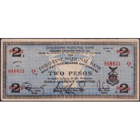 Philippines - Iloilo - Pick S 306a - 2 pesos - Série Q - 30/12/1941 - Etat : SUP