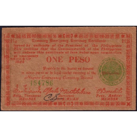 Philippines - Negros - Pick S 673 - 1 peso - Série H4 - 1944 - Etat : SPL