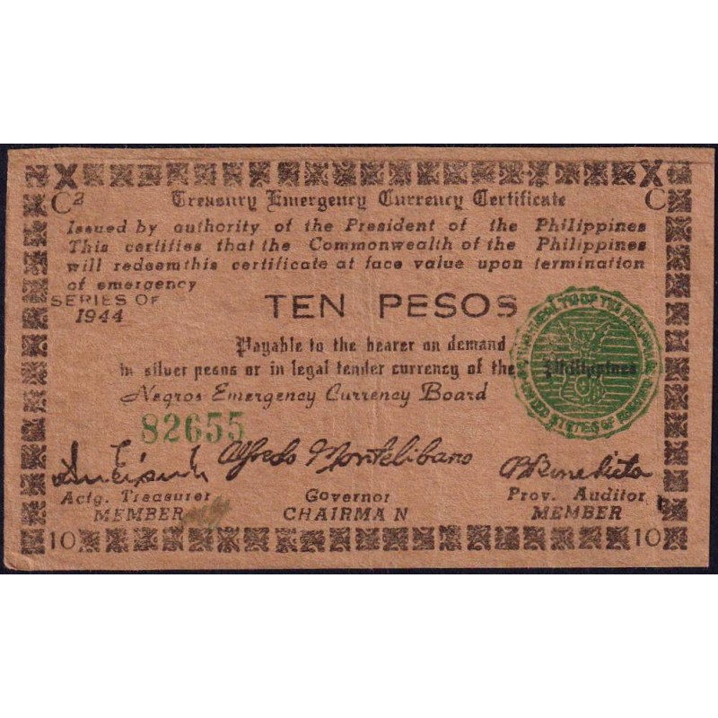 Philippines - Negros - Pick S 676a - 10 pesos - Série C2 - 1944 - Etat : SUP+
