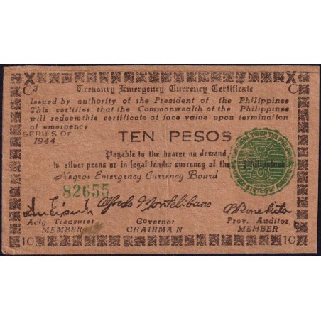 Philippines - Negros - Pick S 676a - 10 pesos - Série C2 - 1944 - Etat : SUP+