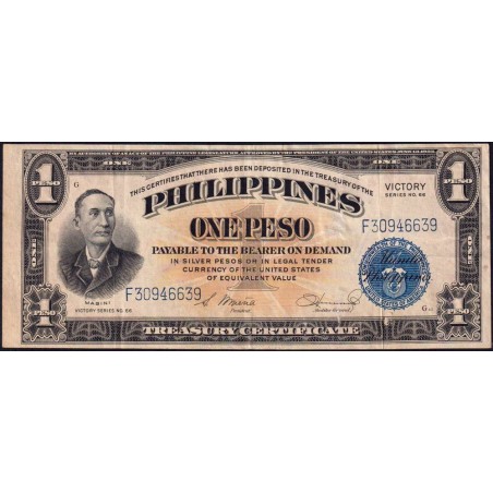 Philippines - Pick 94 - 1 peso - Victoire Série No 66 - Lettre F - 1944 - Etat : TTB