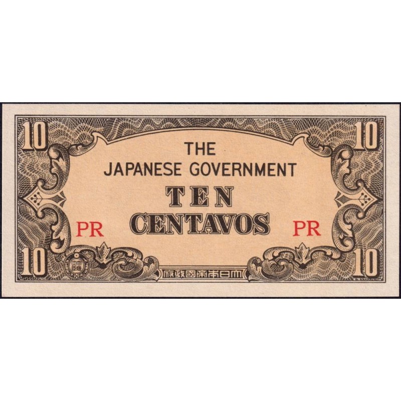 Philippines - Gouvernement Japonais - Pick 104a - 10 centavos - Série PR - 1942 - Etat : NEUF