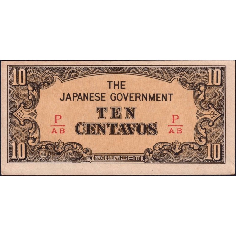 Philippines - Gouvernement Japonais - Pick 104b - 10 centavos - Série P/AB - 1942 - Etat : pr.NEUF