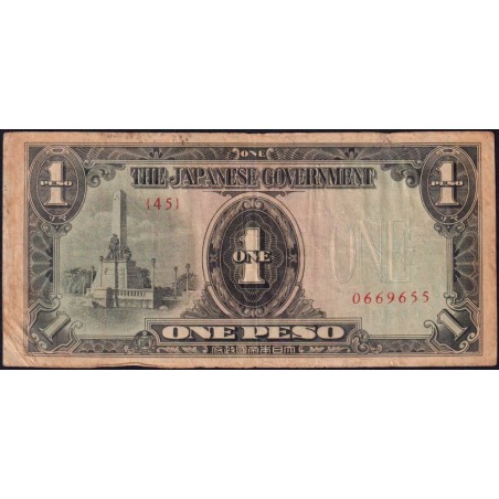 Philippines - Gouvernement Japonais - Pick 109a - 1 peso - Série 45 - 1943 - Etat : TB