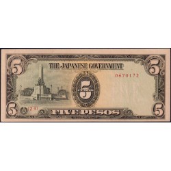 Philippines - Gouvernement Japonais - Pick 110a - 5 pesos - Série 23 - 1943 - Etat : SPL+