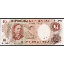Philippines - Pick 144a - 10 piso - Série A - 1949 (1969) - Etat : NEUF