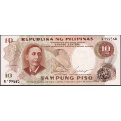 Philippines - Pick 144a - 10 piso - Série N - 1949 (1969) - Etat : NEUF
