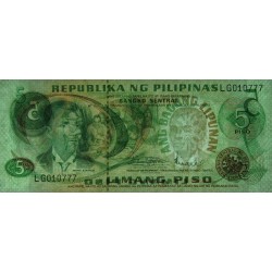 Philippines - Pick 160a - 5 piso - Série LG - 1949 (1978) - Etat : NEUF