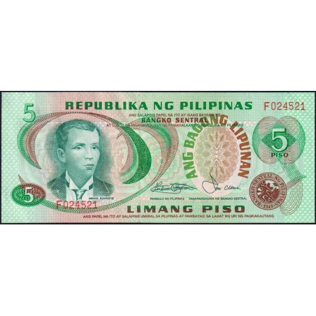 Philippines - Pick 160c_1 - 5 piso - Série F - 1949 (1981) - Etat : SPL