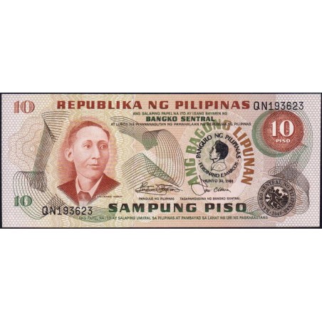 Philippines - Pick 167a_1 - 10 piso - Série QN - 30/06/1981 - Commémoratif - Etat : NEUF