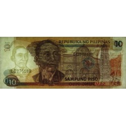 Philippines - Pick 169b - 10 piso - Série LD - 1949 (1987) - Etat : SUP