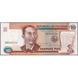 Philippines - Pick 169b - 10 piso - Série NB - 1949 (1987) - Etat : NEUF