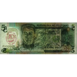 Philippines - Pick 177a - 5 piso - Série RA - 1949/1989 - Commémoratif - Etat : NEUF