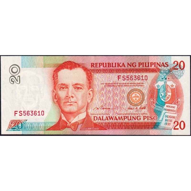 Philippines - Pick 182a - 20 piso - Série FS - 1993 (1995) - Etat : SUP+