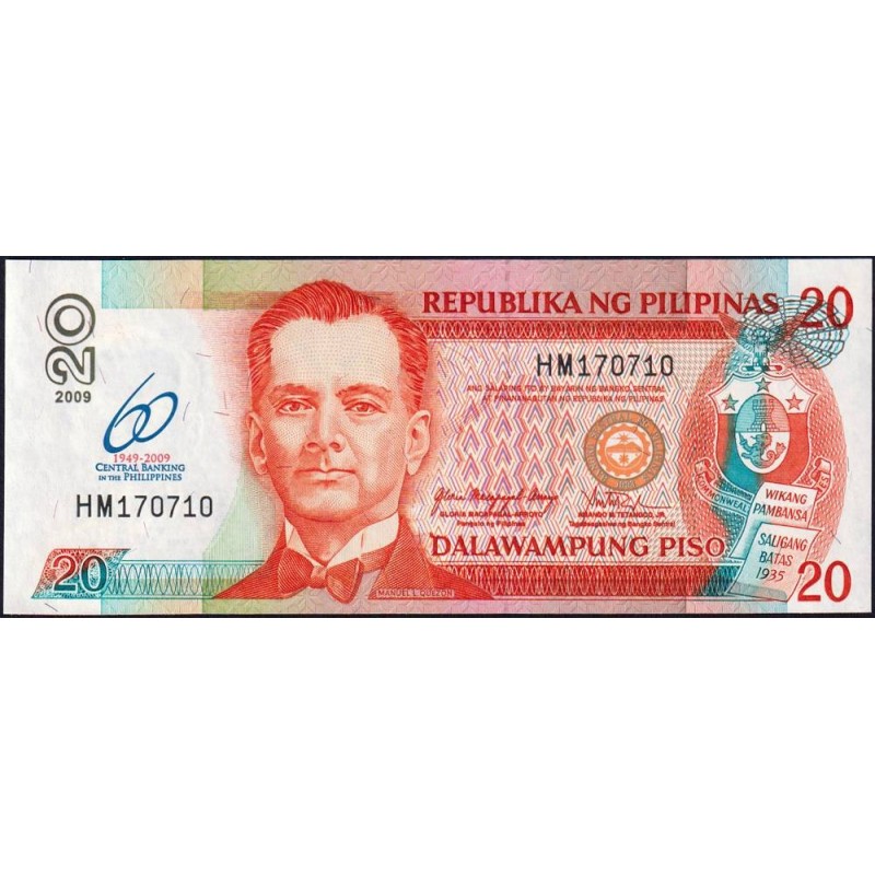 Philippines - Pick 200 - 20 piso - Série HM - 1949/2009 - Commémoratif - Etat : NEUF