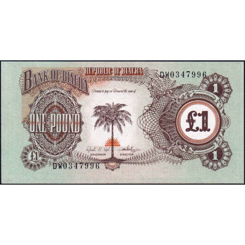 Biafra - Pick 5a - 1 pound - Série DW - 1969 - Etat : SUP