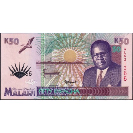 Malawi - Pick 33 - 50 kwacha - Série AL - 01/06/1995 - Etat : NEUF