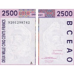 Côte d'Ivoire - Pick 112Aa - 2'500 francs - 1992 - Etat : SPL