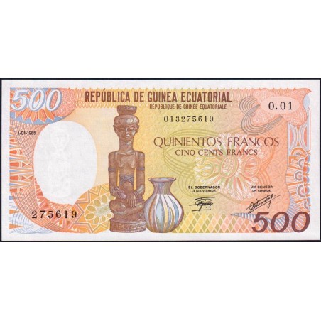 Guinée Equatoriale - Pick 20 - 500 francs - Série O.01 - 01/01/1985 - Etat : NEUF