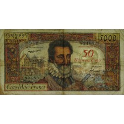 F 54-01 - 30/10/1958 - 50 nouv. francs sur 5000 francs - Henri IV - Série H.90 - Etat : TB à TB+