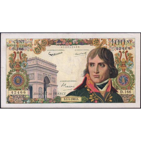 F 59-15 - 05/04/1962 - 100 nouv. francs - Bonaparte - Série D.166 - Etat : TTB