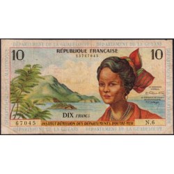 Antilles Françaises - Pick 8b - 10 francs - Série N.6 - 1966 - Etat : TB-