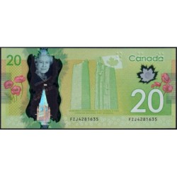 Canada - Pick 108b - 20 dollars - Série FZJ - 2012 (2016) - Polymère - Etat : NEUF