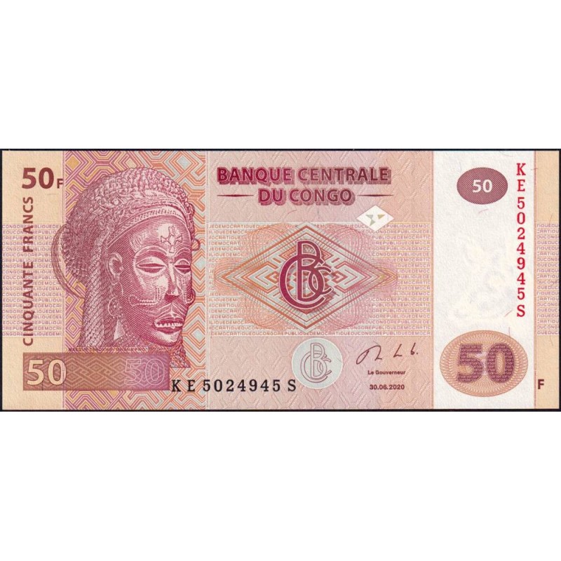 Rép. Démocr. du Congo - Pick 97c - 50 francs - Série KE S - 30/06/2020 - Etat : NEUF