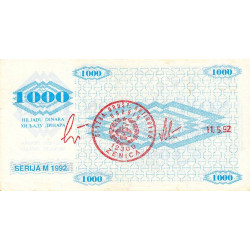 Bosnie-Herzégovine - Pick 8g - 1'000 dinara - Série M - 11/05/1992 - Etat : TTB+
