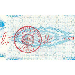 Bosnie-Herzégovine - Pick 8g - 1'000 dinara - Série M - 11/05/1992 - Etat : TTB+
