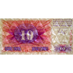 Bosnie-Herzégovine - Pick 10 - 10 dinara - Série HG - 01/07/1992 - Etat : NEUF