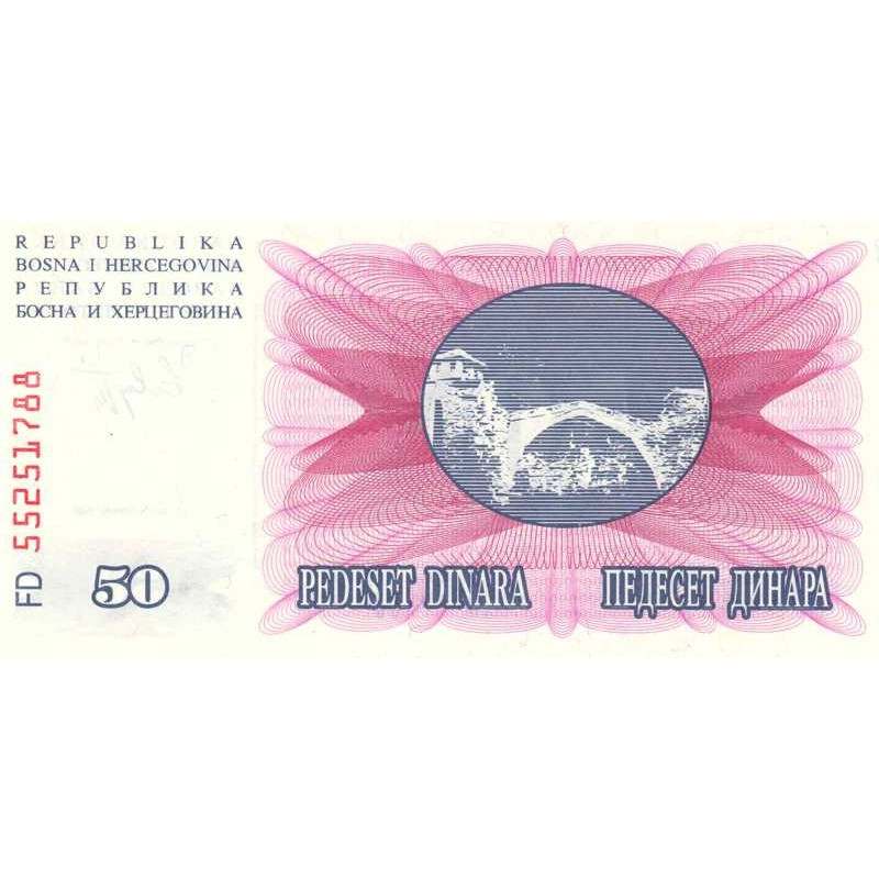 Bosnie-Herzégovine - Pick 12 - 50 dinara - Série FD - 01/07/1992 - Etat : NEUF
