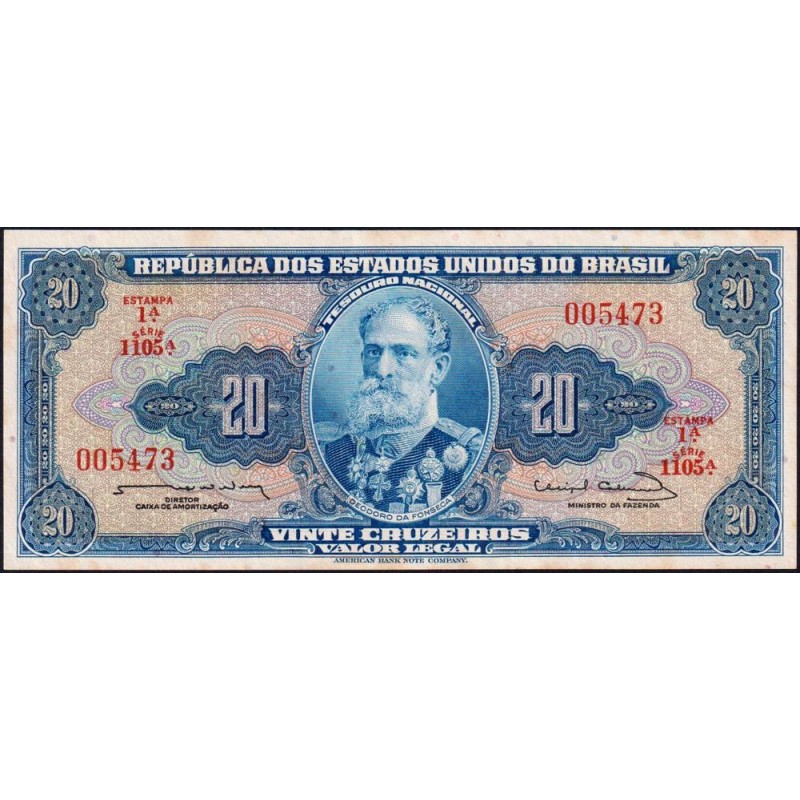 Brésil - Pick 168b - 20 cruzeiros - Série 1105 - Estampa 1 - 1963 - Etat : NEUF