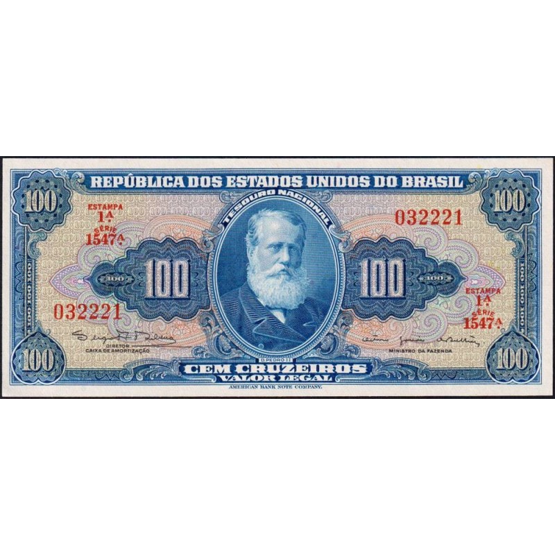 Brésil - Pick 170c - 100 cruzeiros - Série 1547 - Estampa 1 - 1964 - Etat : NEUF