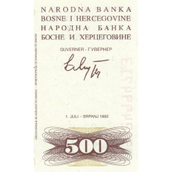 Bosnie-Herzégovine - Pick 14 - 500 dinara - Série DB - 01/07/1992 - Etat : NEUF