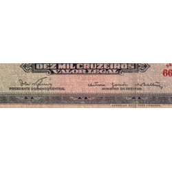 Brésil - Pick 189a - 10 cruzeiros novos / 10000 cruzeiros - Série 665 - Sans estampa - 1966 - Etat : B