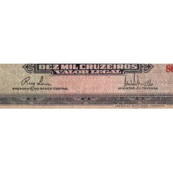 Brésil - Pick 189b - 10 cruzeiros novos / 10000 cruzeiros - Série 800 - Sans estampa - 1967 - Etat : B