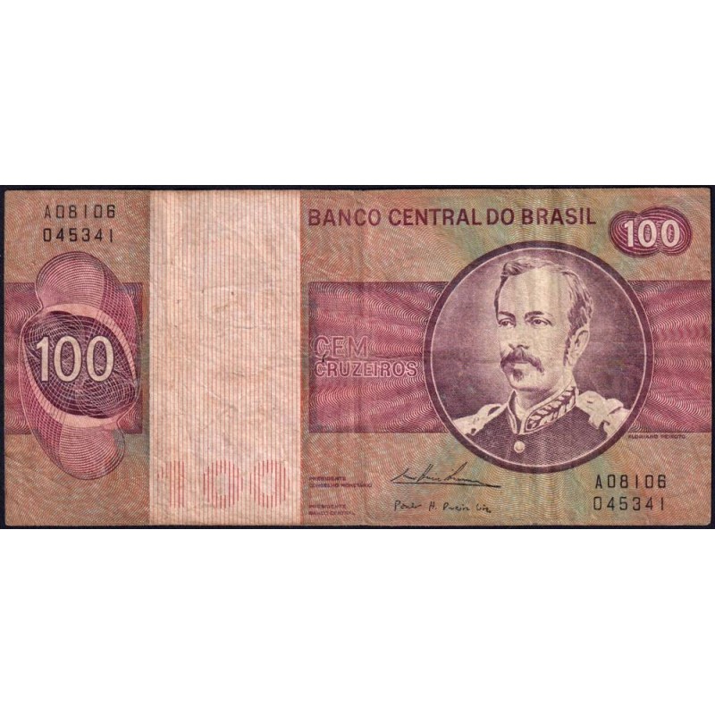 Brésil - Pick 195Aa_3 - 100 cruzeiros - Série A 08106 - 1974 - Etat : TB-