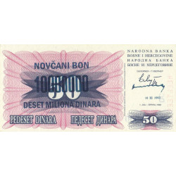 Bosnie-Herzégovine - Pick 36 - 10'000'000 sur 50 dinara - Série CD DC - 10/11/1993 - Etat : NEUF