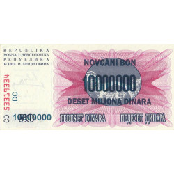 Bosnie-Herzégovine - Pick 36 - 10'000'000 sur 50 dinara - Série CD DC - 10/11/1993 - Etat : NEUF
