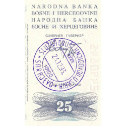 Bosnie-Herzégovine - Pick 54e - 25'000 dinara sur 25 dinara - Série BK - 24/12/1993 - Etat : NEUF