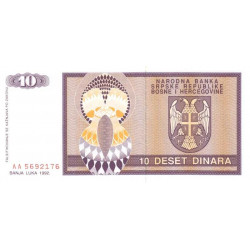 Bosnie-Herzégovine - Pick 133 - 10 dinara - Série AA - 1992 - Etat : NEUF