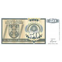 Bosnie-Herzégovine - Pick 134 - 50 dinara - Série AA - 1992 - Etat : NEUF