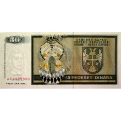 Bosnie-Herzégovine - Pick 134 - 50 dinara - Série AA - 1992 - Etat : NEUF