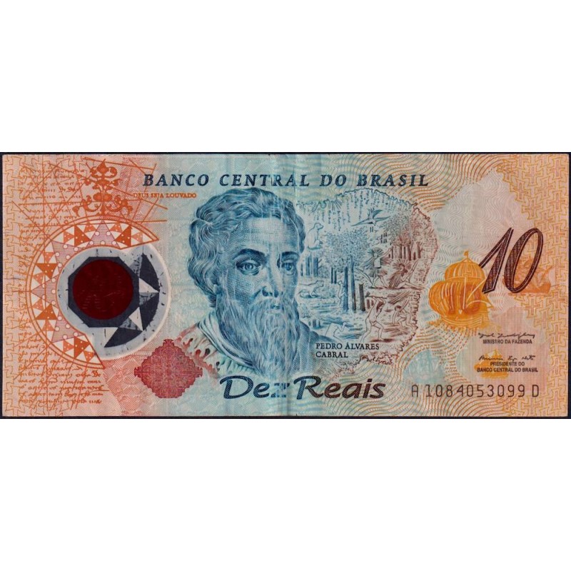 Brésil - Pick 248b - 10 reais - Série AD 1084 - 2000 - Polymère commémoratif - Etat : TB+