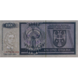 Bosnie-Herzégovine - Pick 135 - 100 dinara - Série AA - 1992 - Etat : NEUF