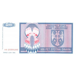 Bosnie-Herzégovine - Pick 136 - 500 dinara - Série AA - 1992 - Etat : NEUF