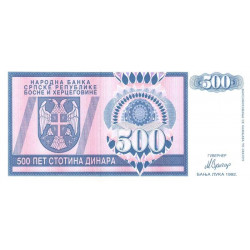 Bosnie-Herzégovine - Pick 136 - 500 dinara - Série AA - 1992 - Etat : NEUF