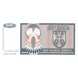 Bosnie-Herzégovine - Pick 137 - 1'000 dinara - Série AA - 1992 - Etat : NEUF