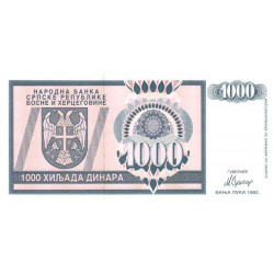 Bosnie-Herzégovine - Pick 137 - 1'000 dinara - Série AA - 1992 - Etat : NEUF